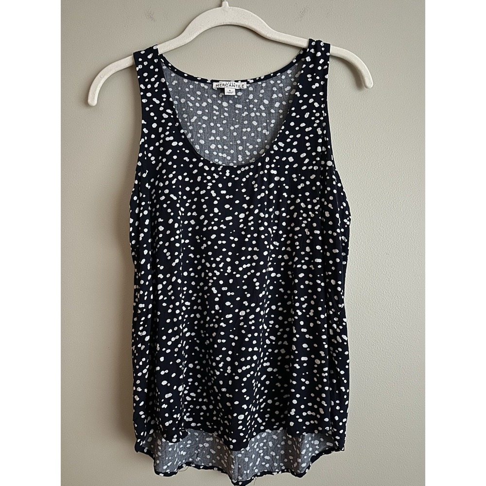 J CREW MERCANTILE Tank Top Sleeveless Navy / White Light Weight; Size Small